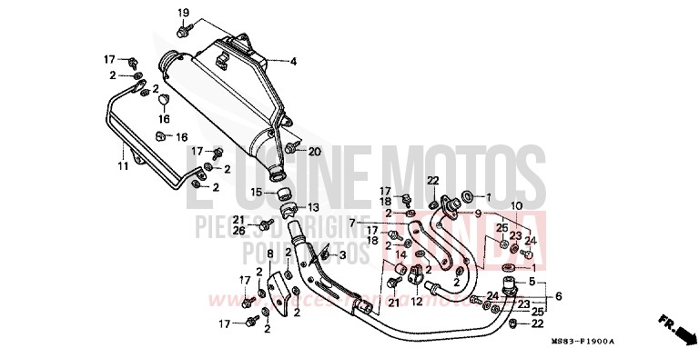 ABGAS-SCHALLDAEMPFER von Africa Twin SHASTA WHITE (NH138H) von 1988